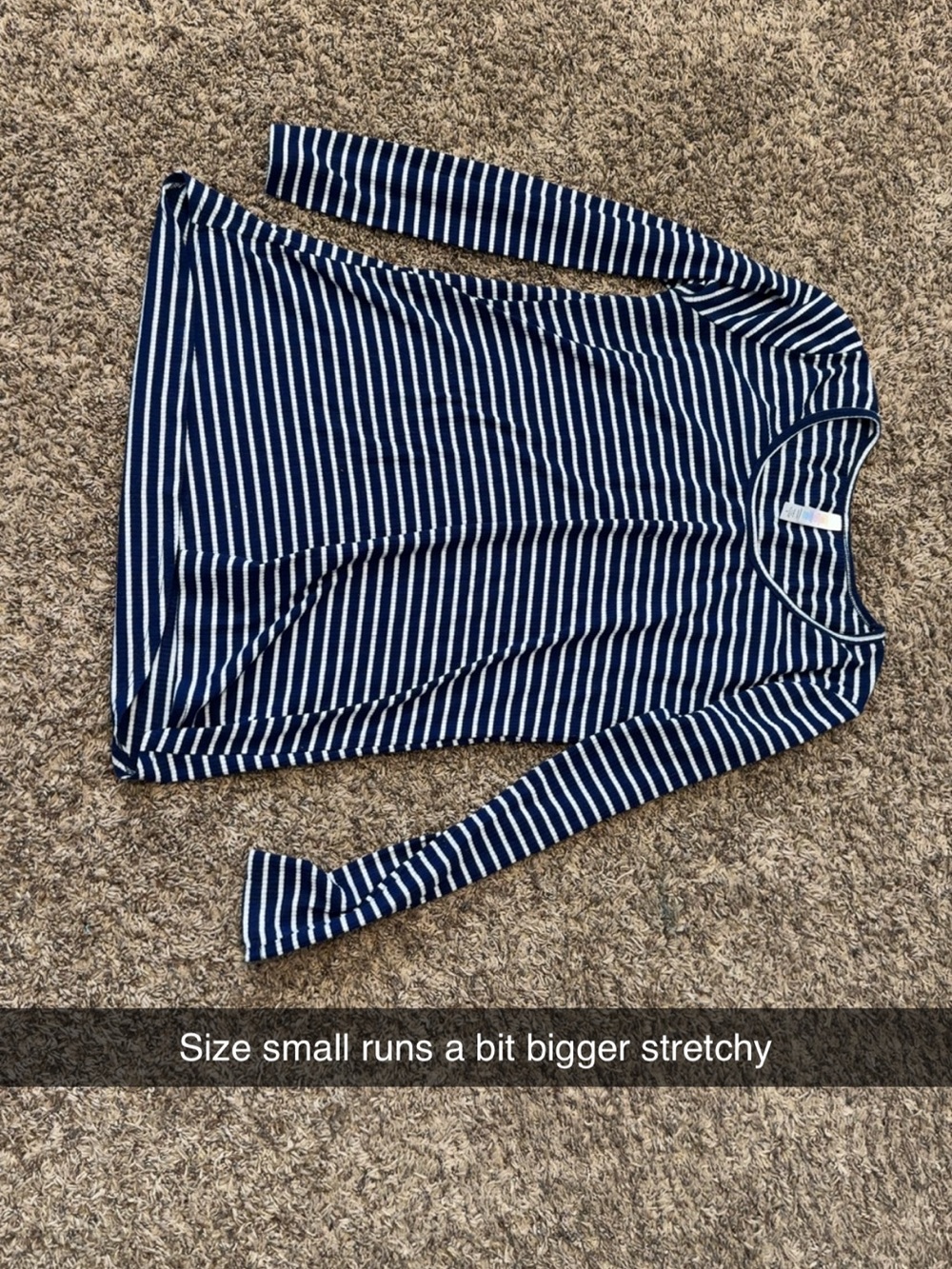 LuLaRoe Navy and White Striped Long Sleeve Tee